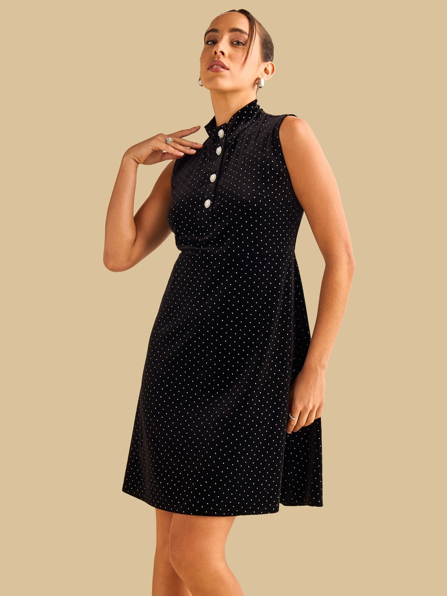 Foil Print Sleeveless Dress