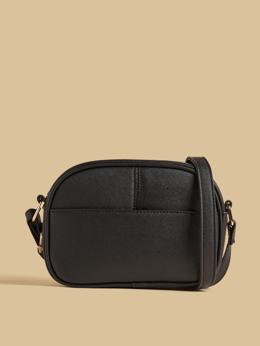 Panelled Crossbody Bag with Zip Closure