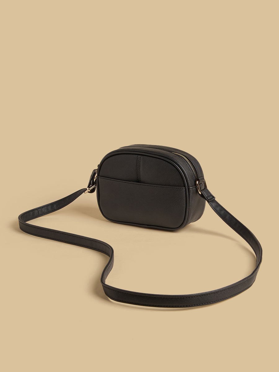 Panelled Crossbody Bag with Zip Closure