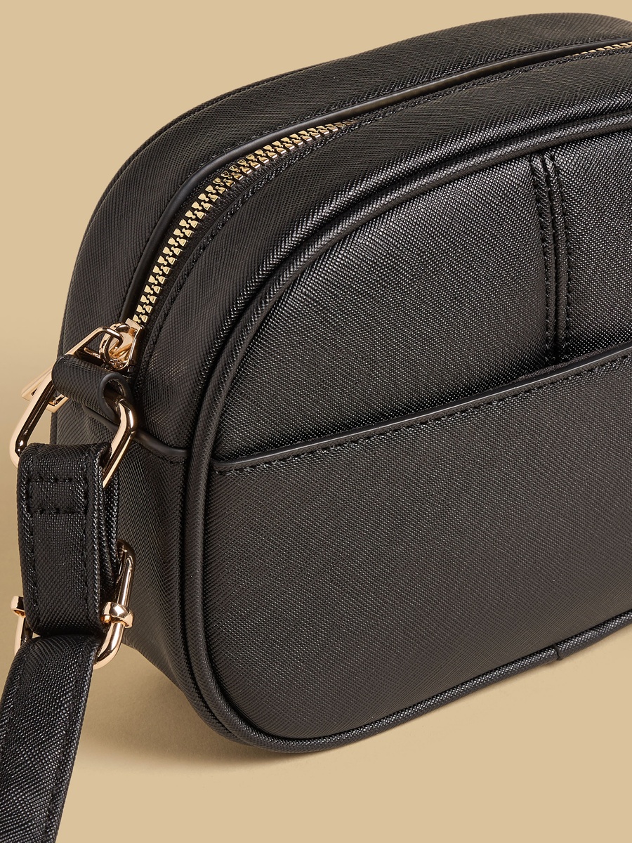 Panelled Crossbody Bag with Zip Closure