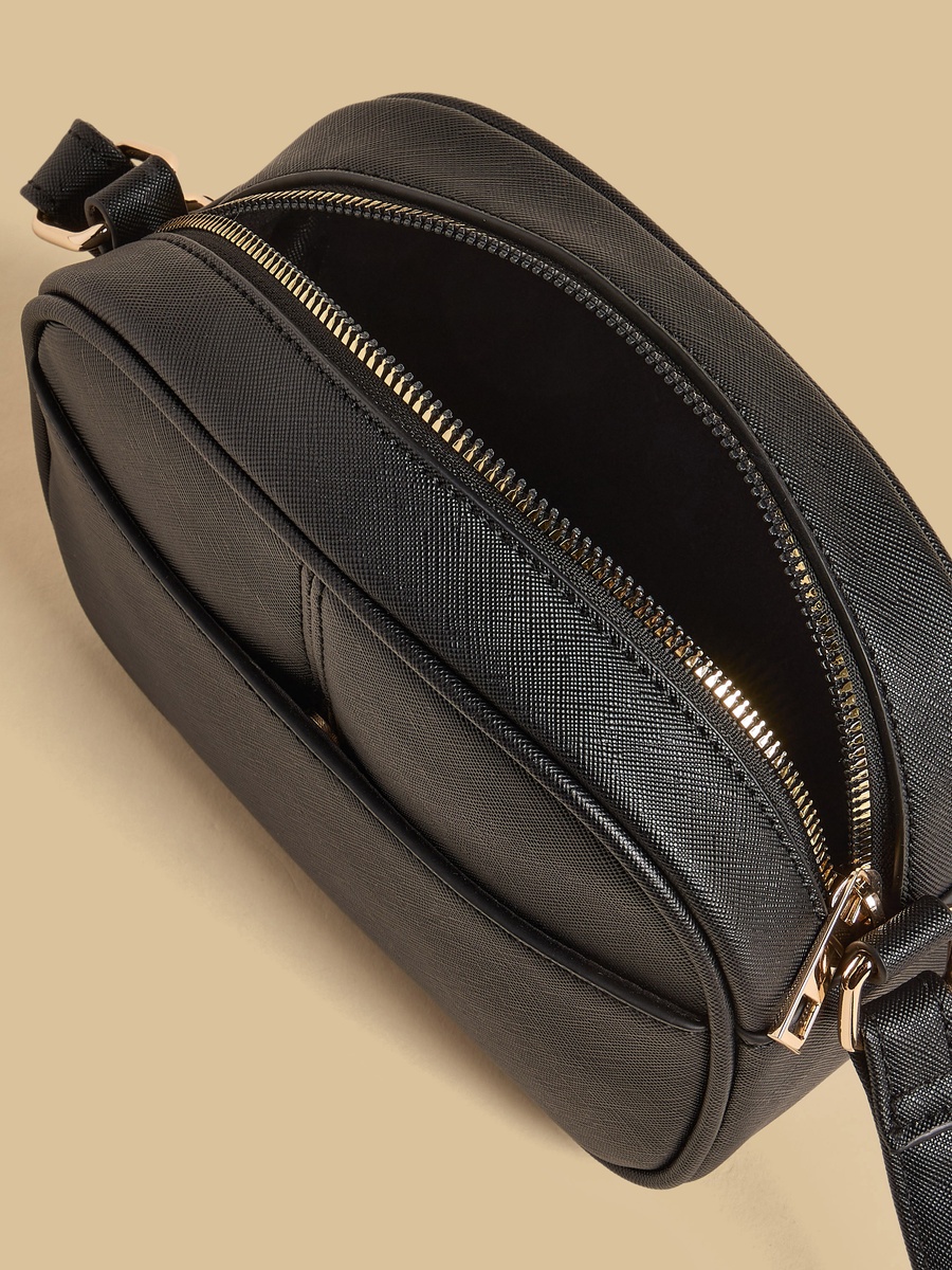 Panelled Crossbody Bag with Zip Closure
