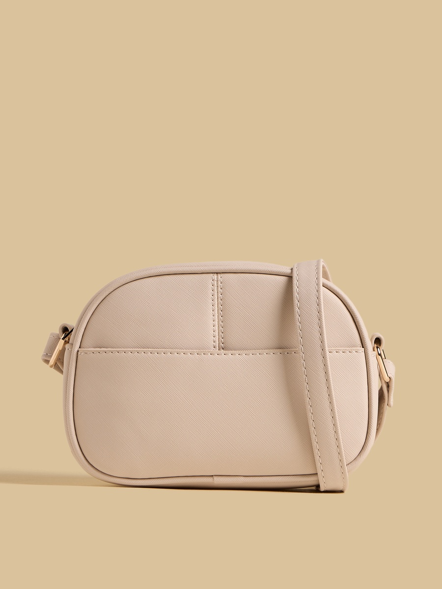 Panelled Crossbody Bag with Zip Closure