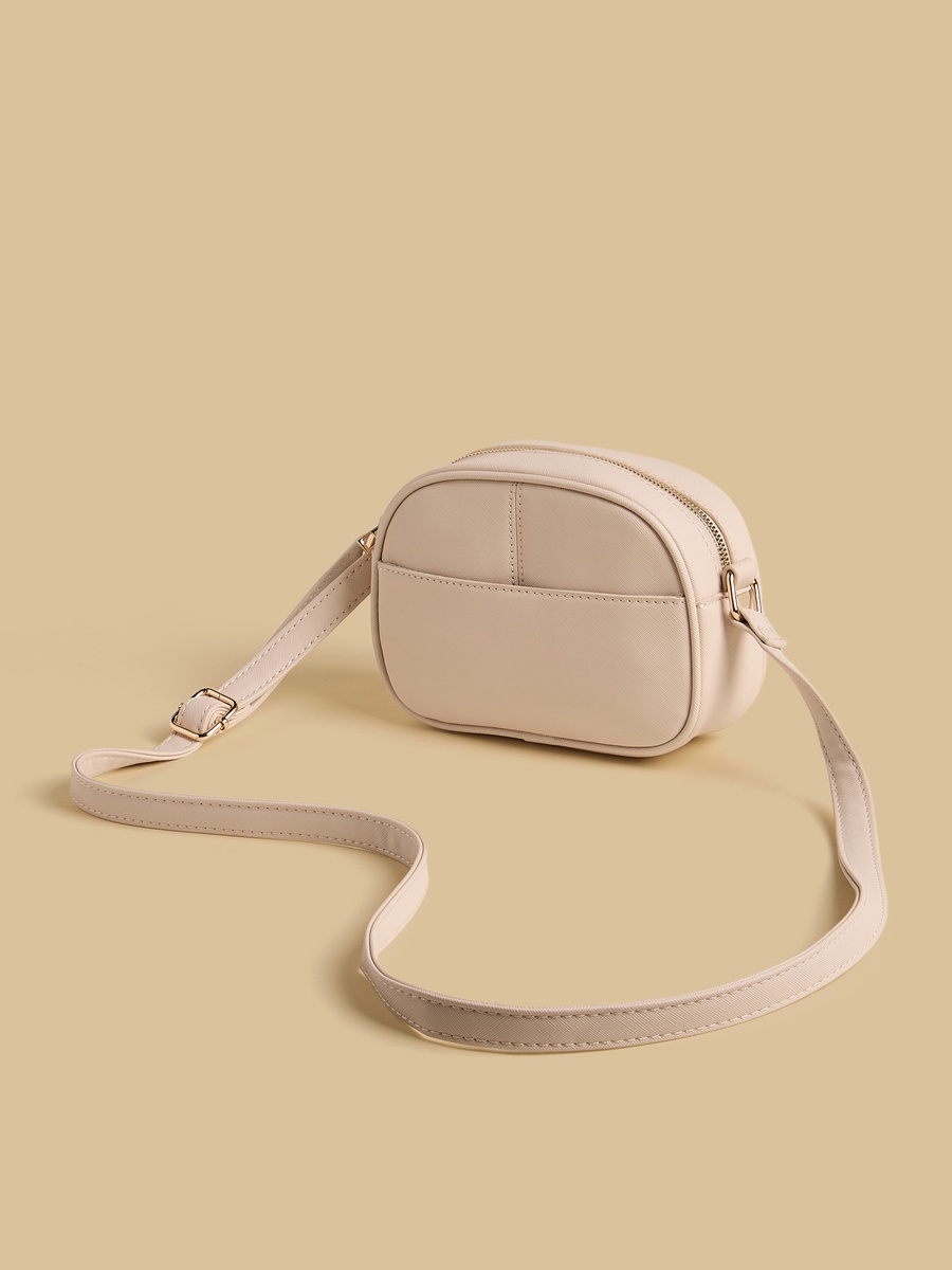Panelled Crossbody Bag with Zip Closure