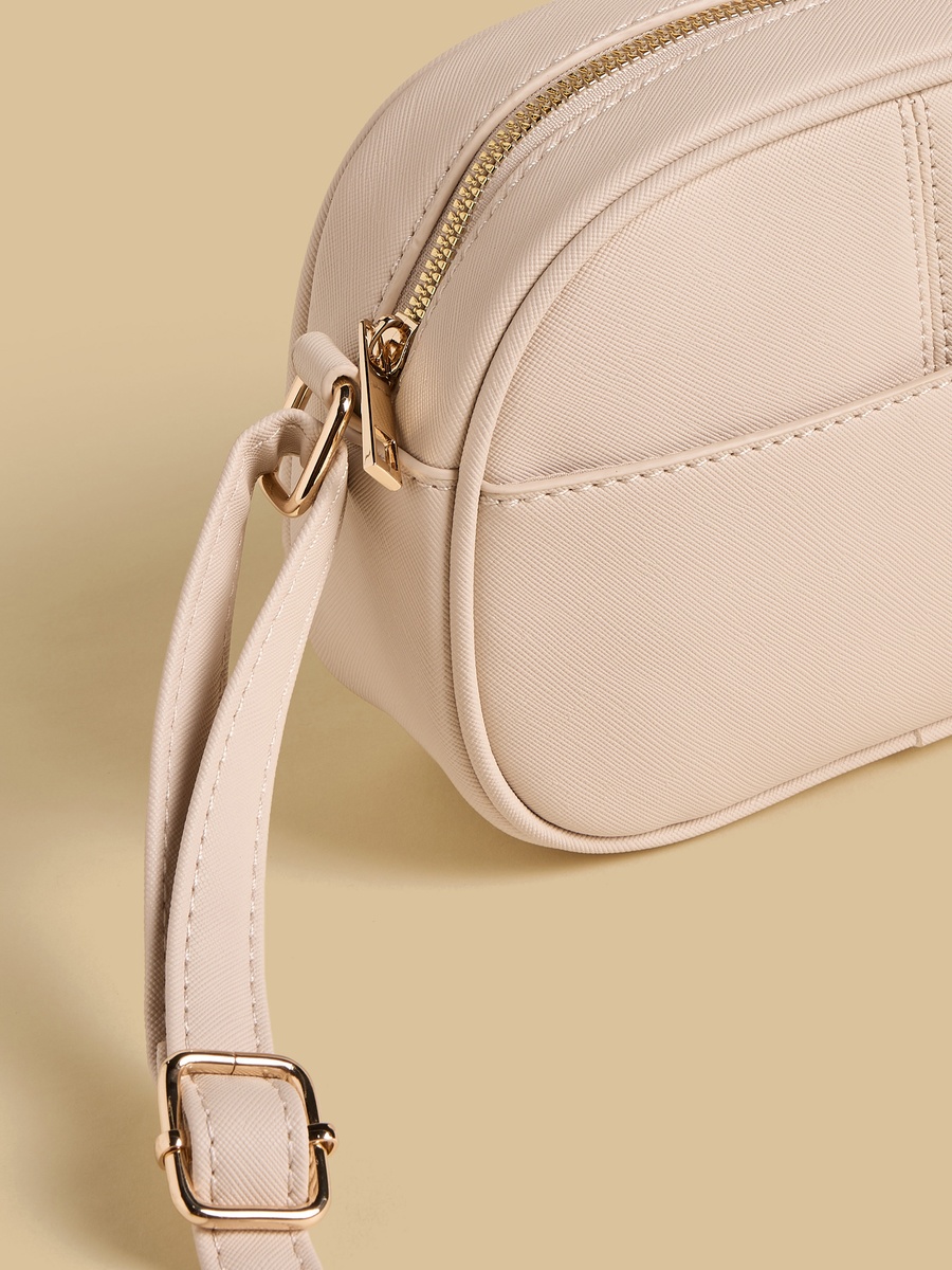 Panelled Crossbody Bag with Zip Closure