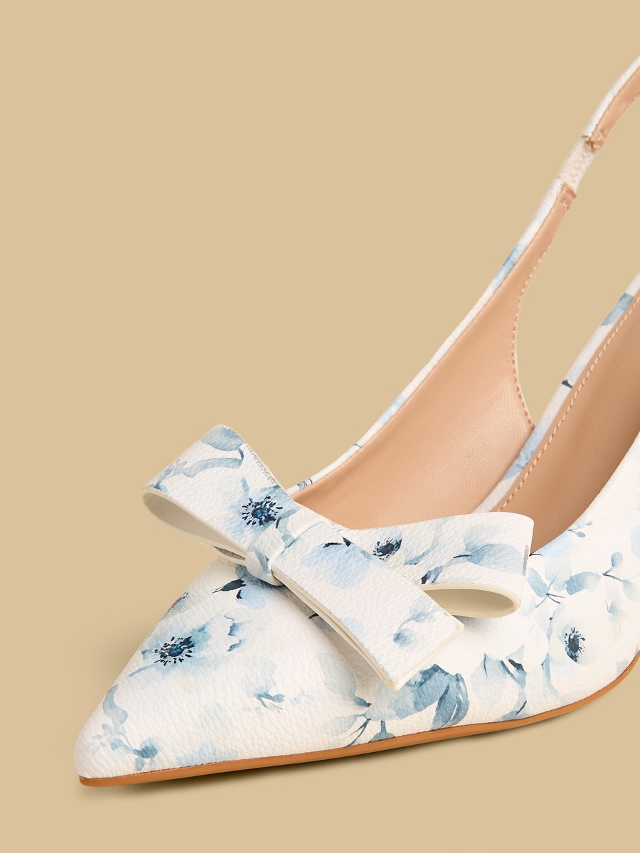Bow Accent Slingback Sandals with Stiletto Heels