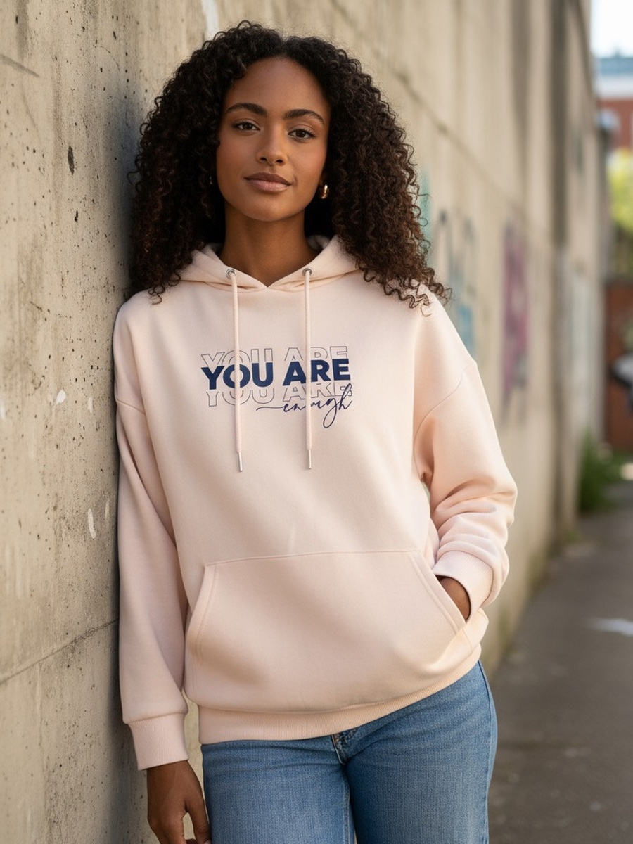 Slogan Print Hooded Sweatshirt