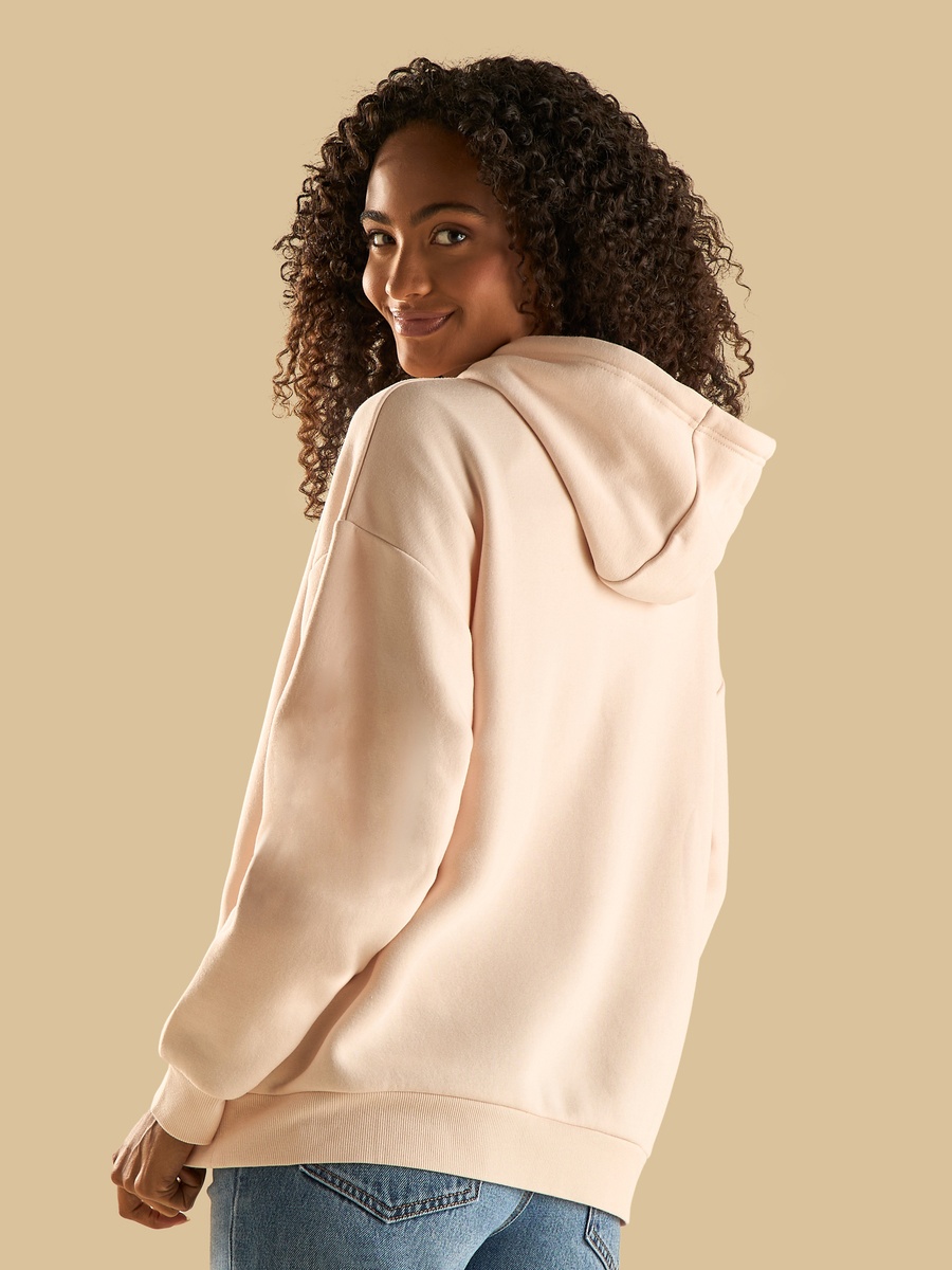Slogan Print Hooded Sweatshirt
