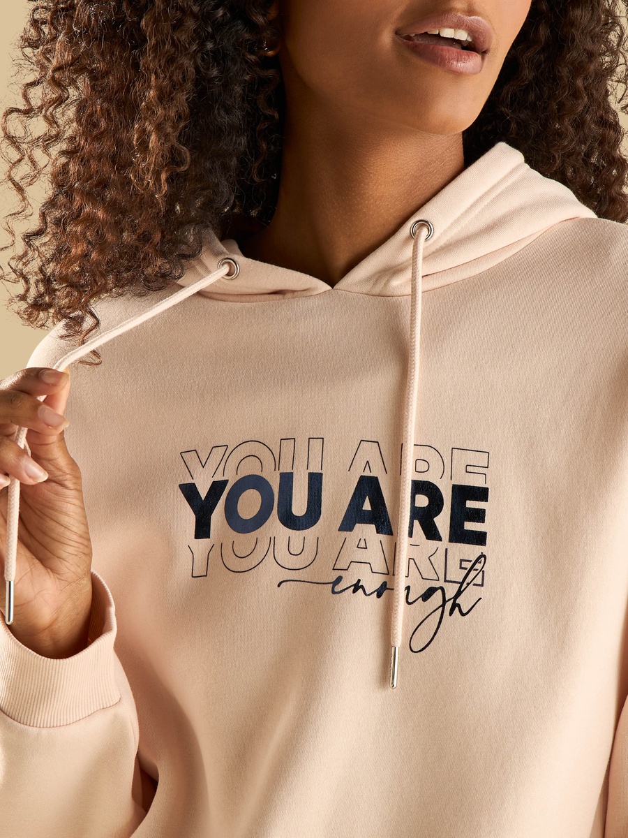 Slogan Print Hooded Sweatshirt