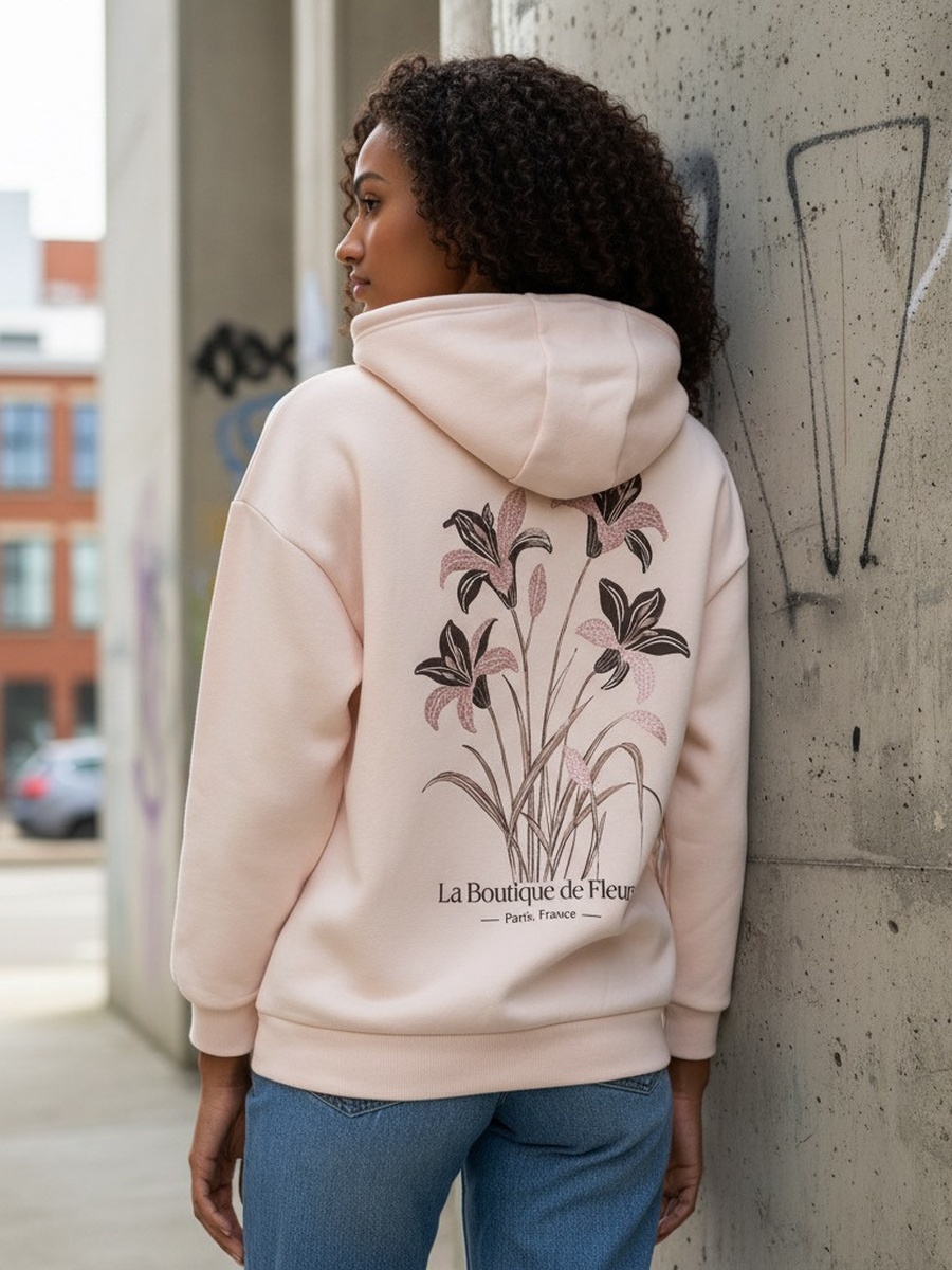 Floral Print Zip Through Hoodie