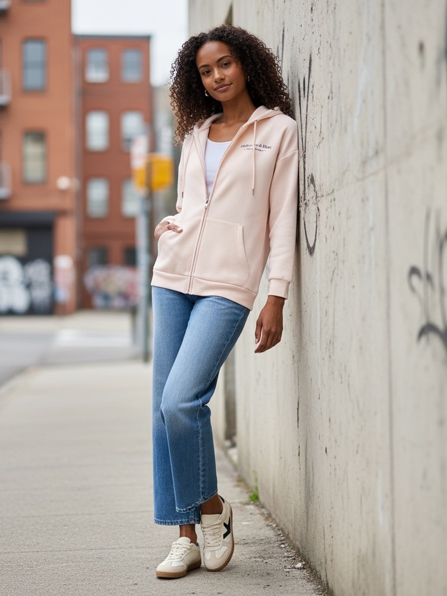 Floral Print Zip Through Hoodie