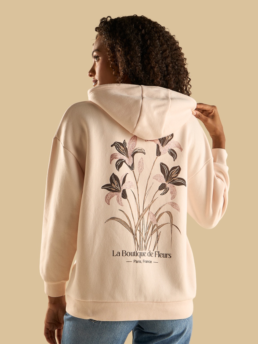 Floral Print Zip Through Hoodie
