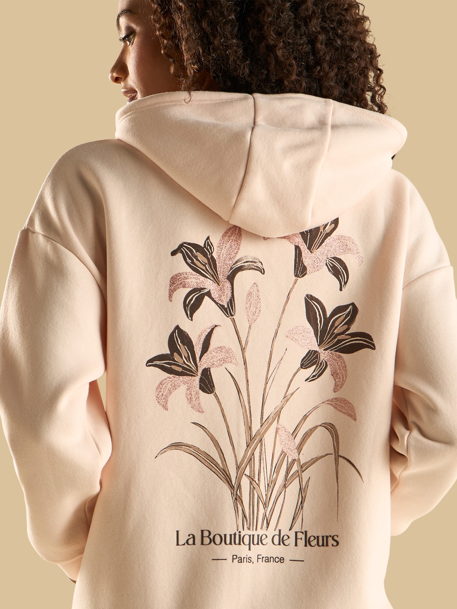 Floral Print Zip Through Hoodie