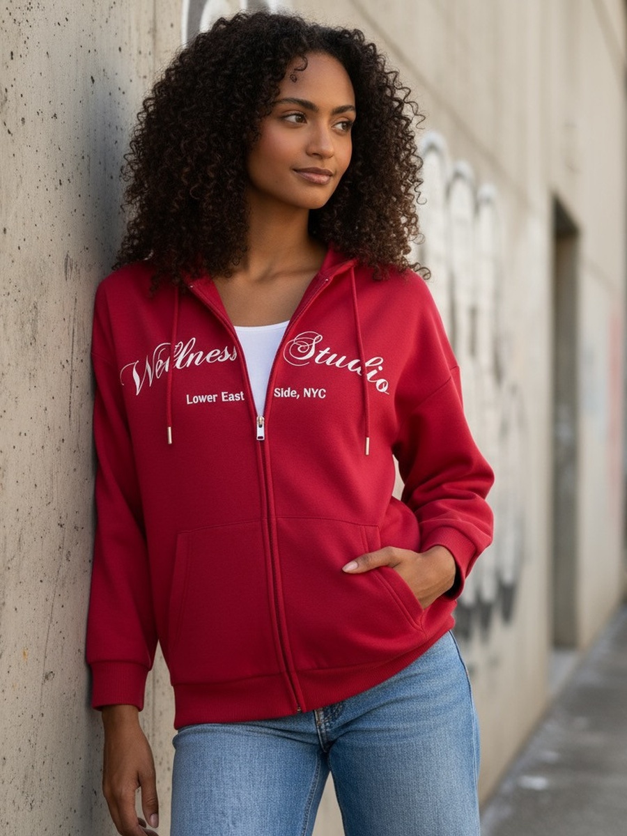 Wellness Studio Print Zip Through Hoodie