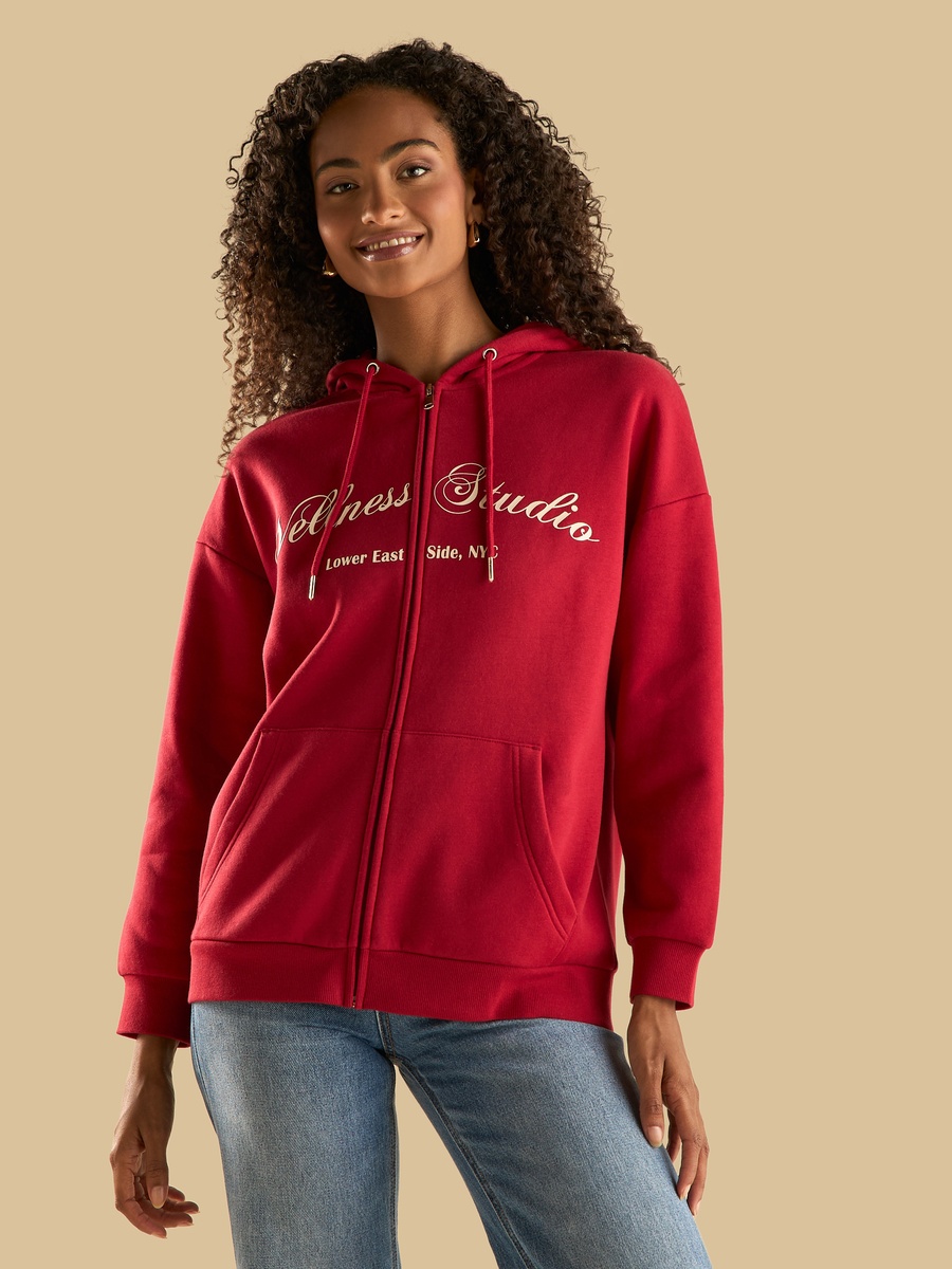 Wellness Studio Print Zip Through Hoodie