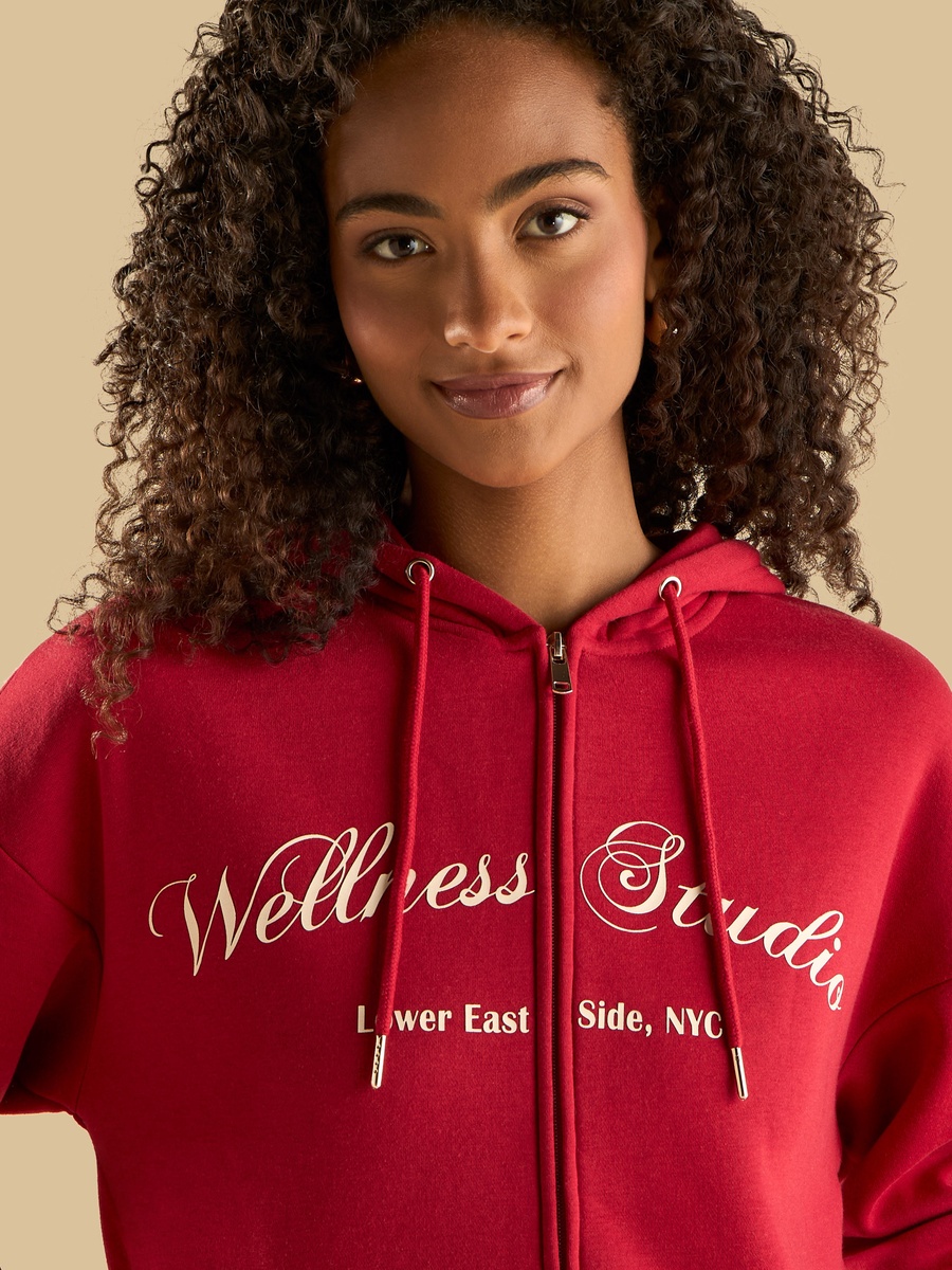 Wellness Studio Print Zip Through Hoodie