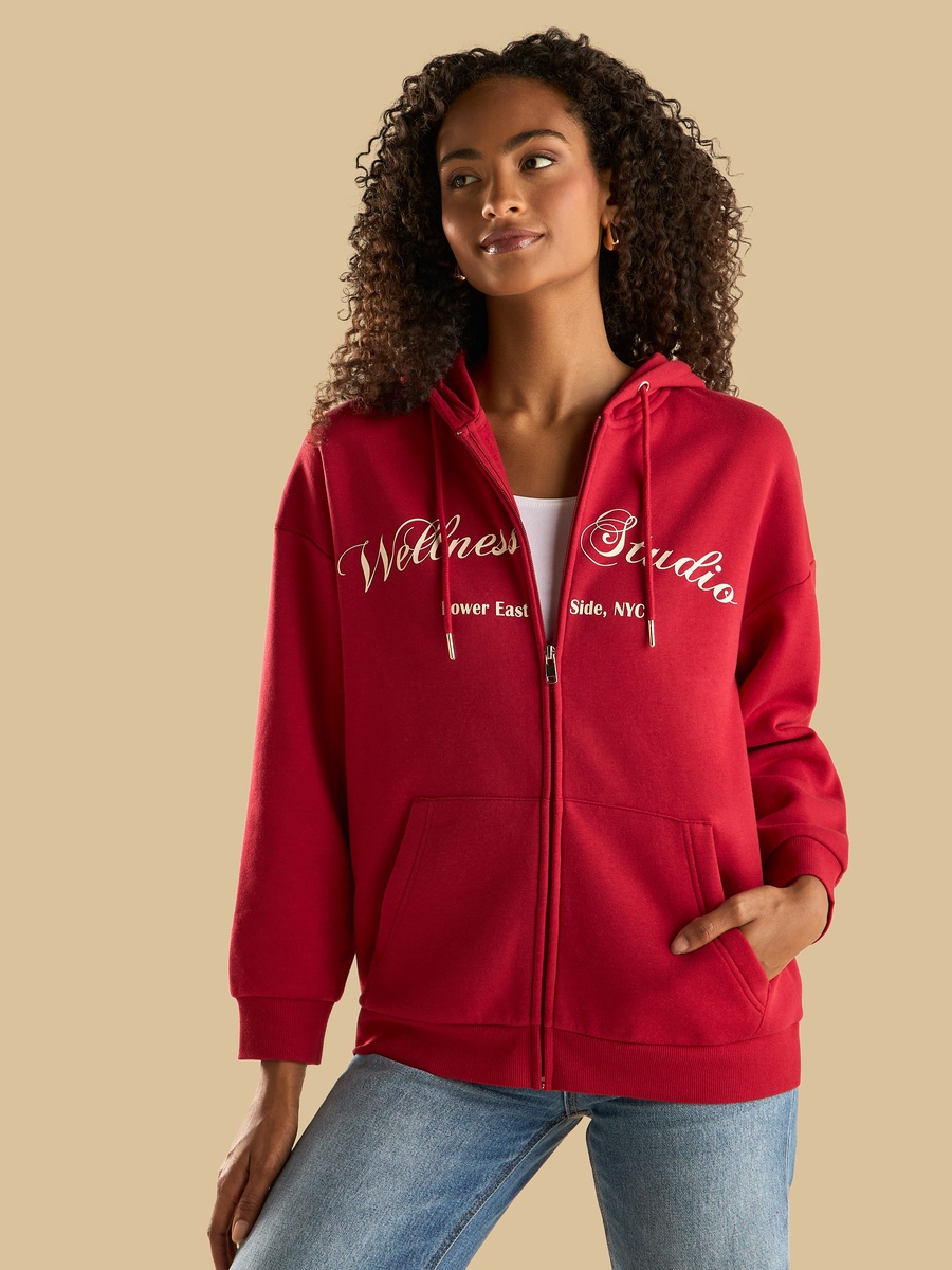 Wellness Studio Print Zip Through Hoodie