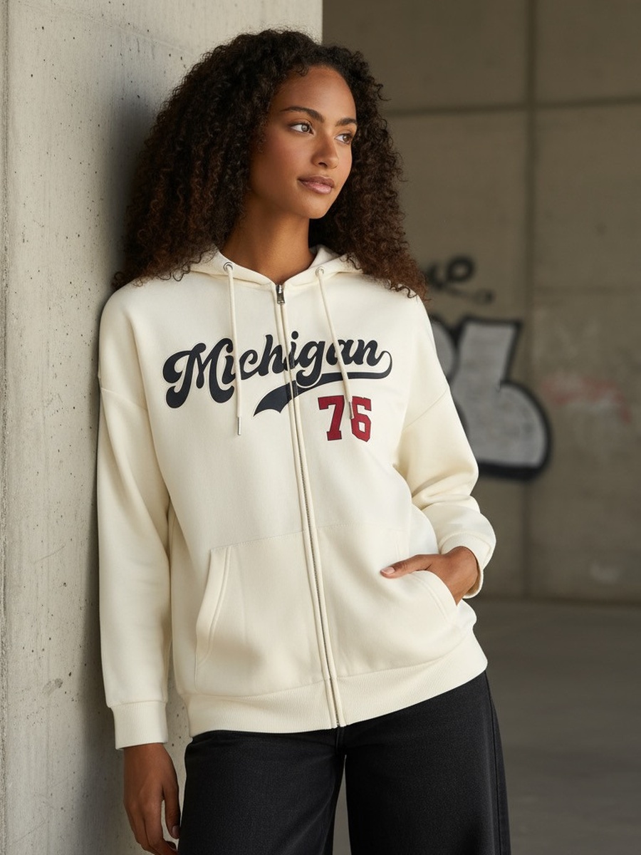 Michigan Print Zip Through Hoodie