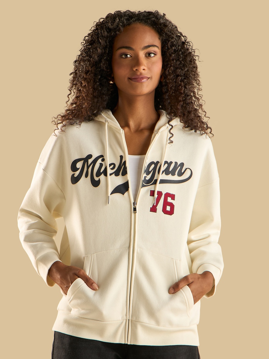 Michigan Print Zip Through Hoodie