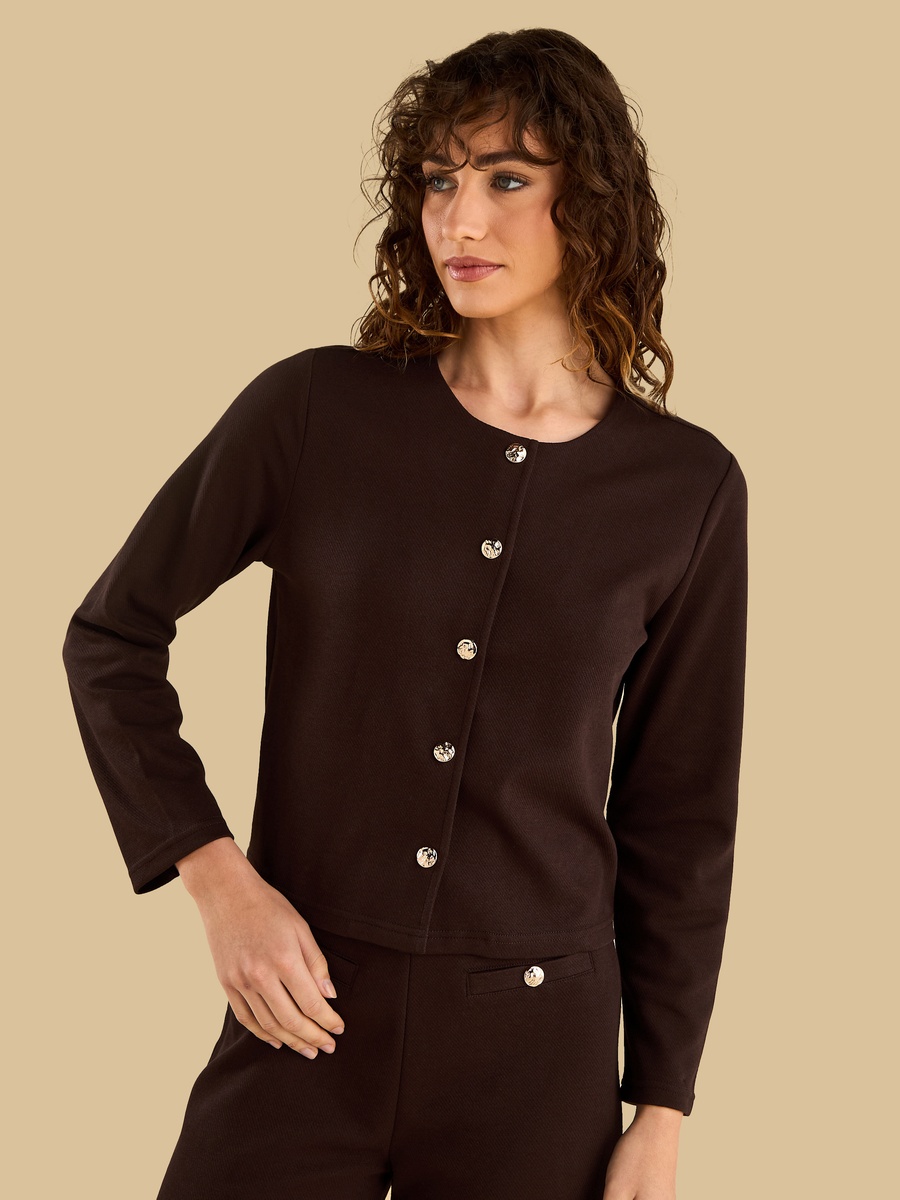 Button Accent Twill Jacket