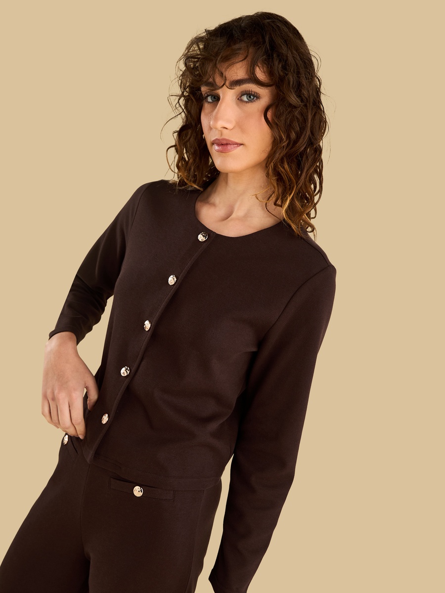 Button Accent Twill Jacket