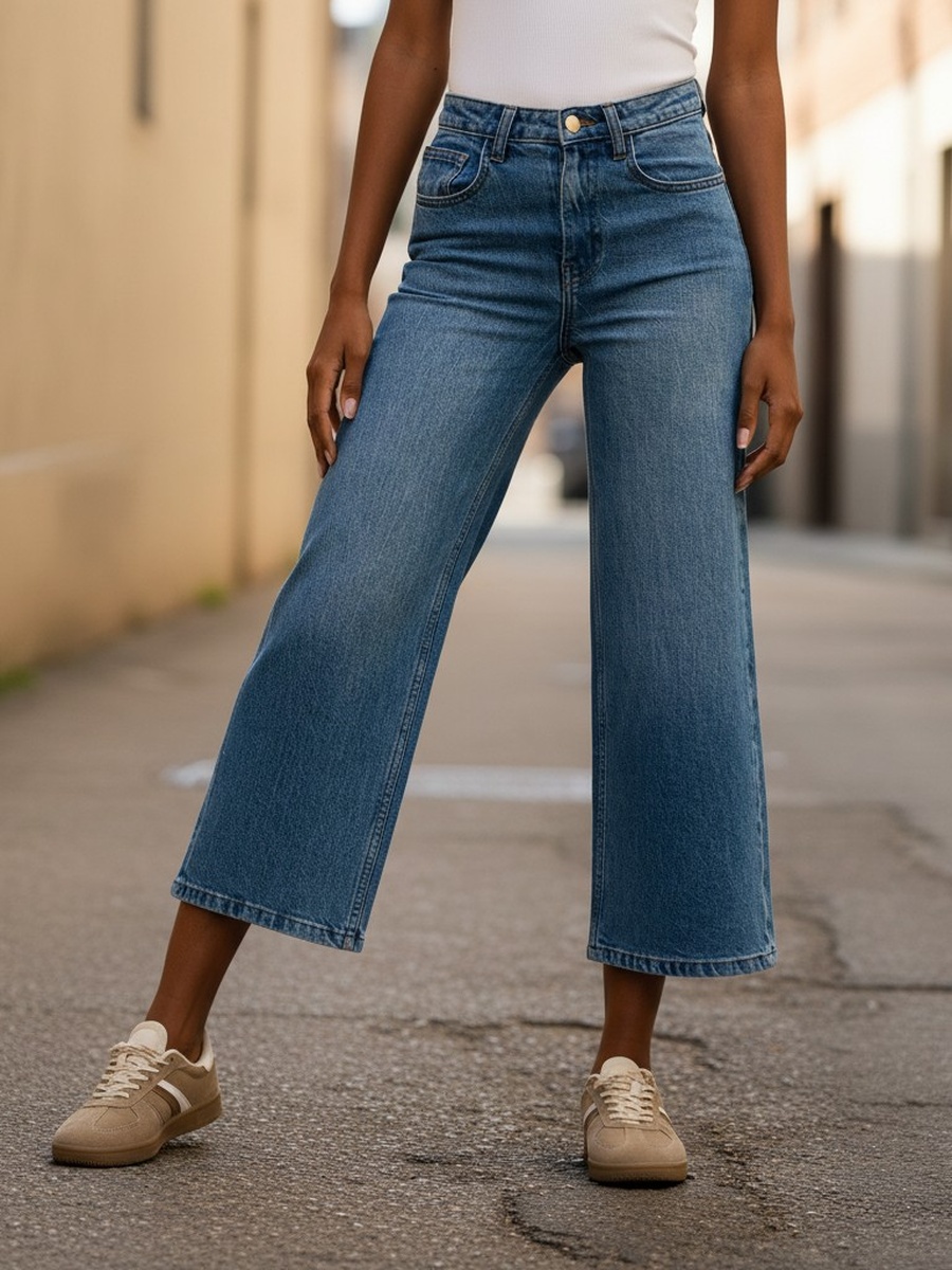 Wide Leg Cropped Jeans