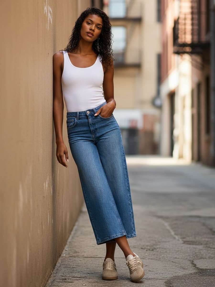 Wide Leg Cropped Jeans