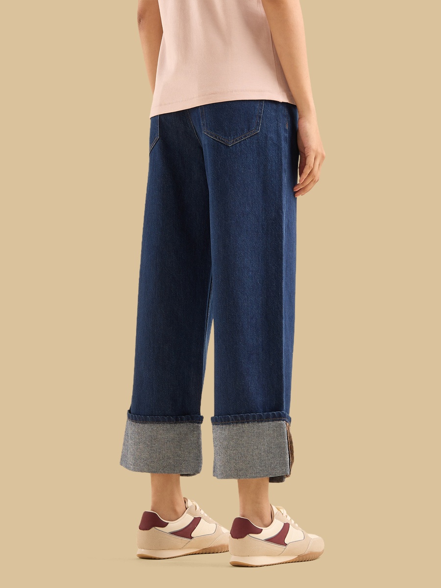 Wide Leg Jeans with Folded Hem
