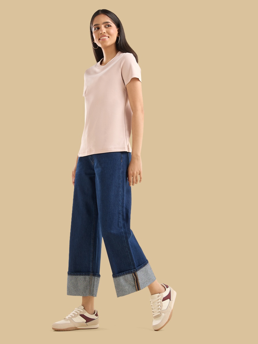 Wide Leg Jeans with Folded Hem