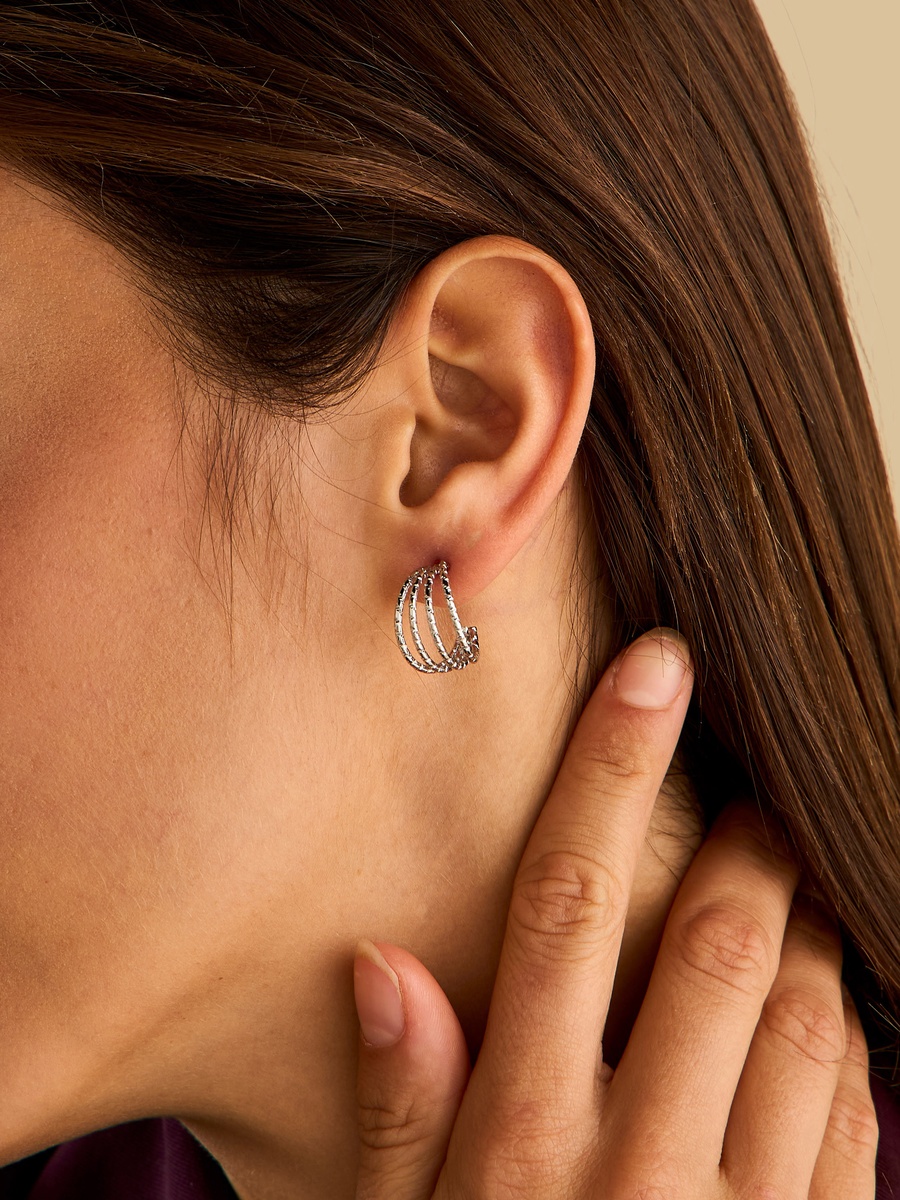 Pack of 6 - Textured Hoop Earrings