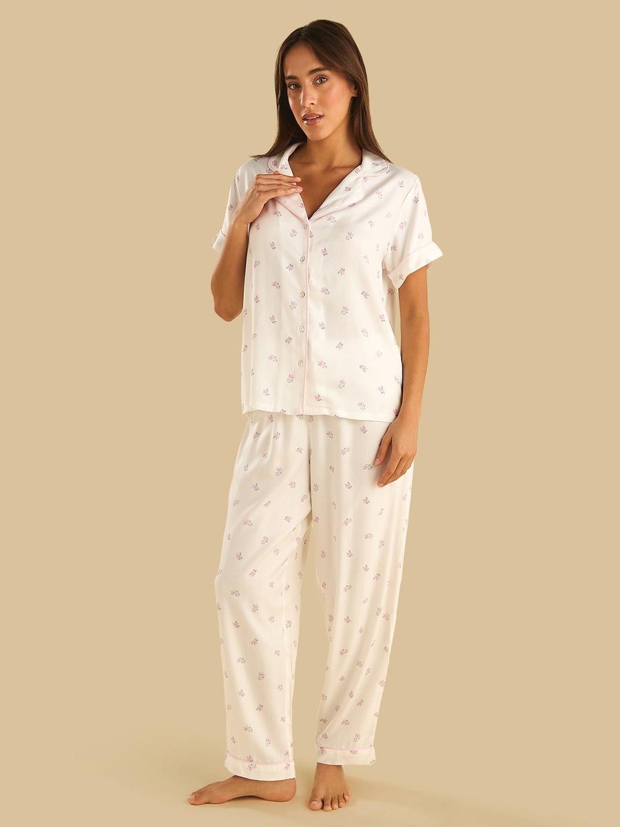 Floral Print Viscose Pyjama Set