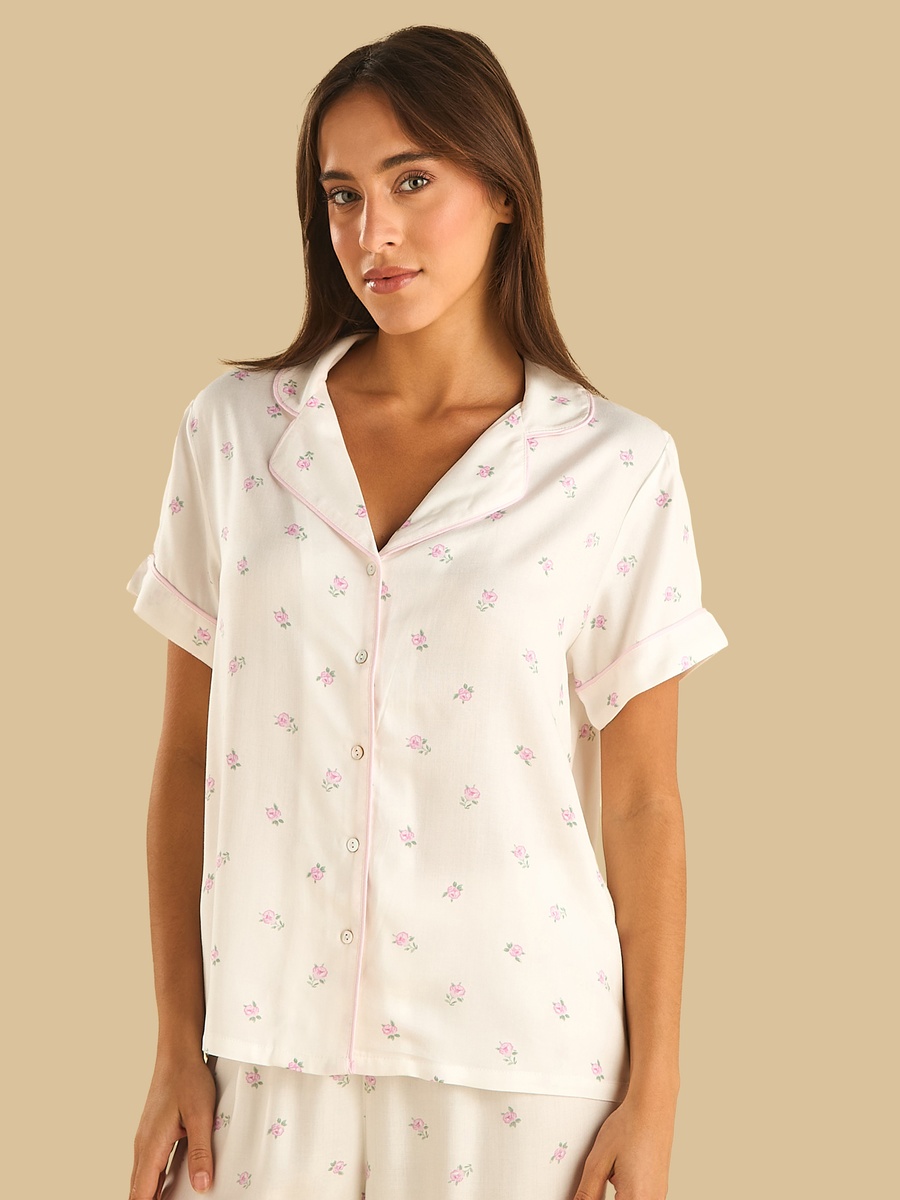 Floral Print Viscose Pyjama Set