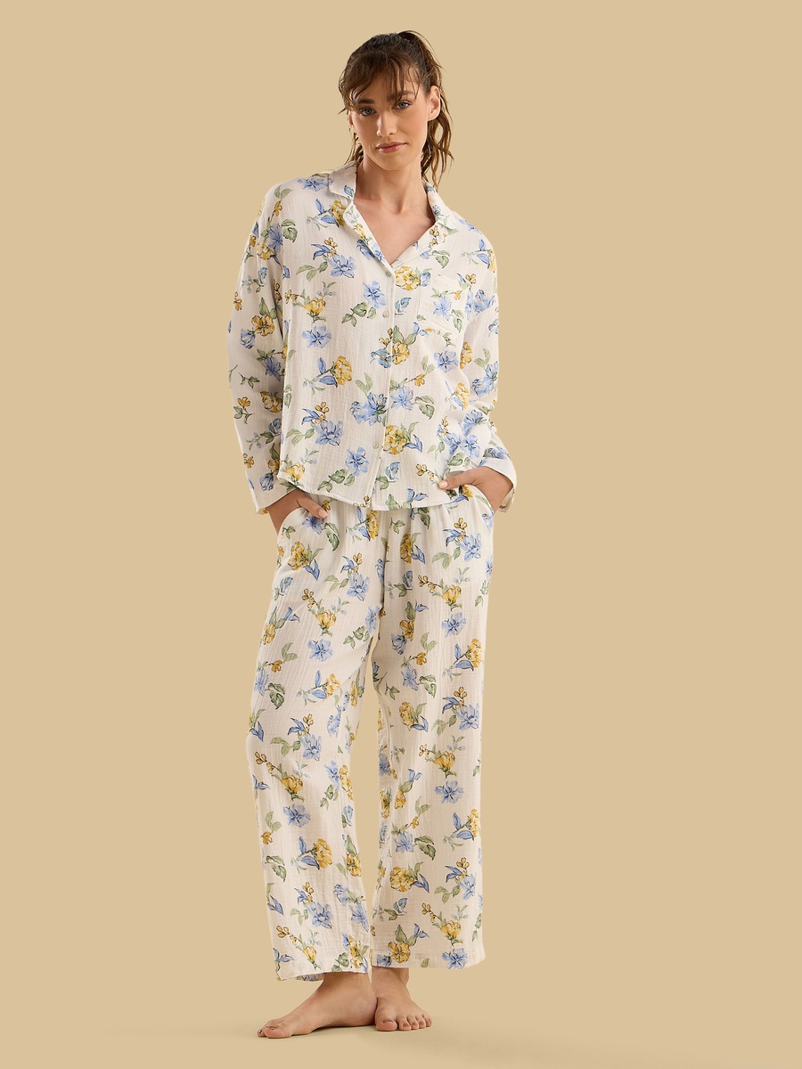 Floral Print Cotton Pyjama Set