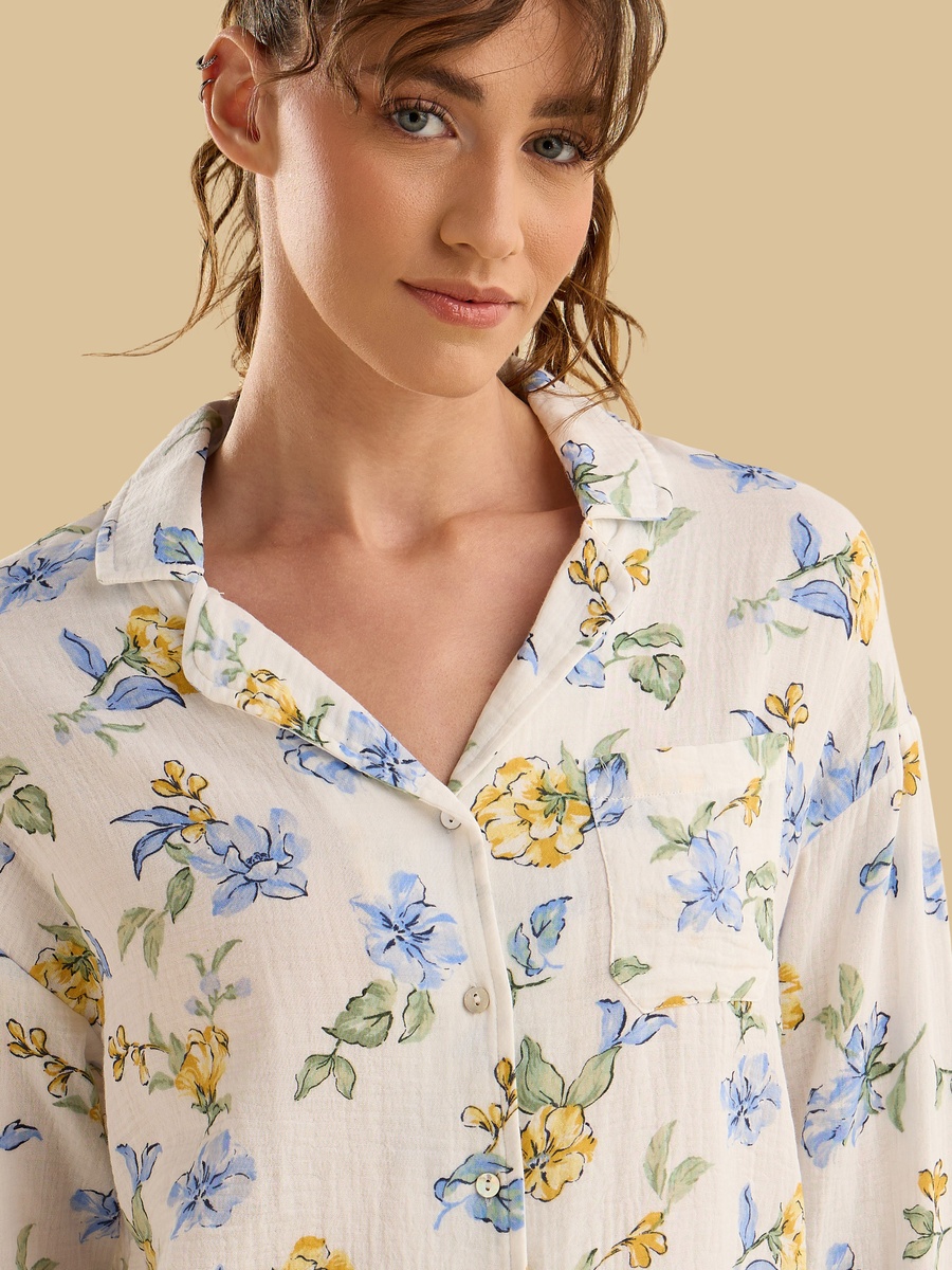 Floral Print Cotton Pyjama Set