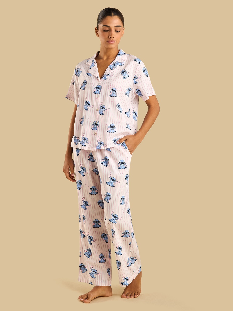 Stitch Print Cotton Pyjama Set