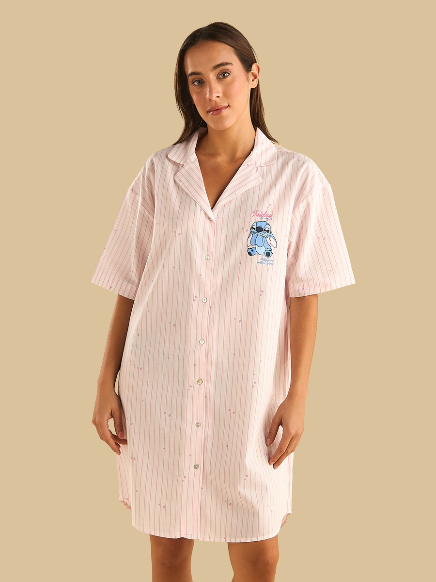 Stitch Print Cotton Sleepshirt