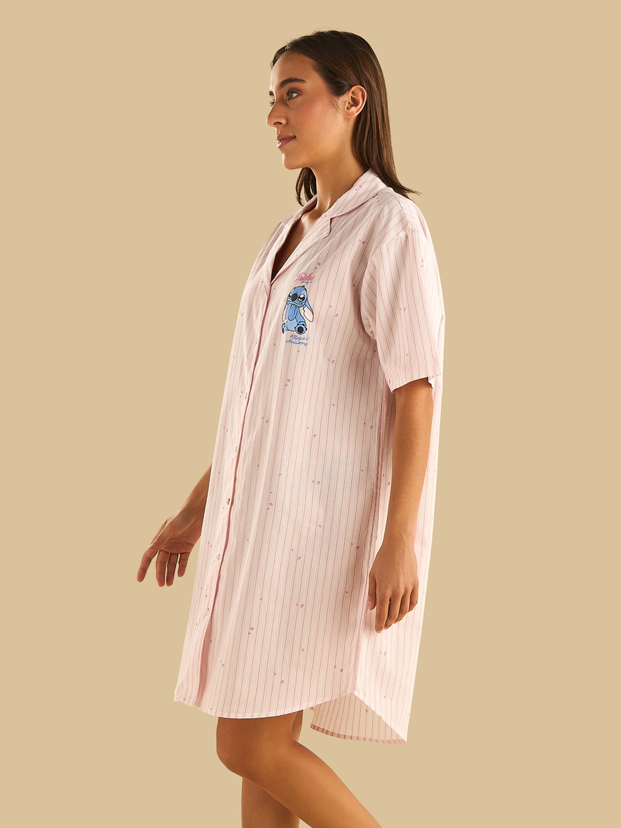 Stitch Print Cotton Sleepshirt