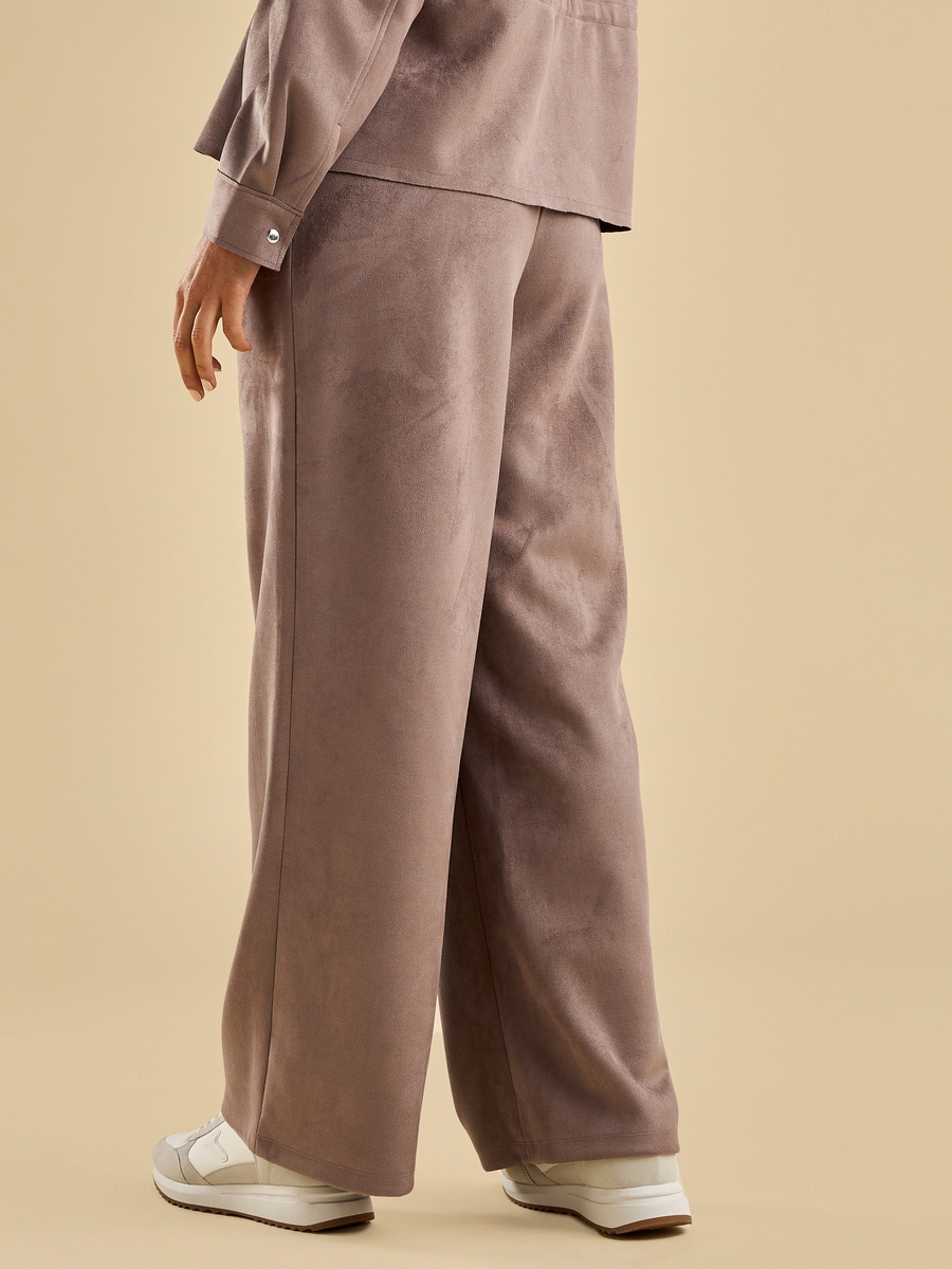 Wide Leg Suede Trousers