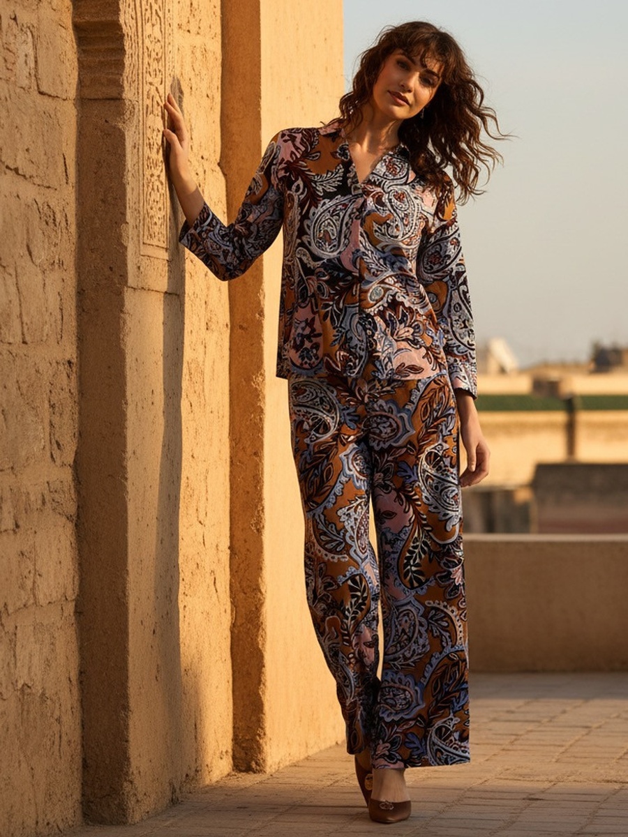 Printed Wide Leg Pants