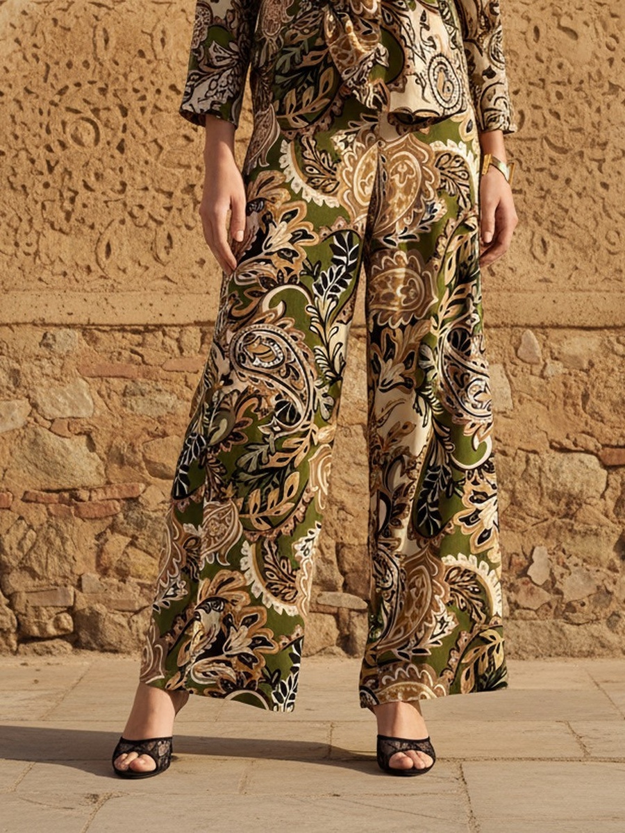 Printed Wide Leg Pants