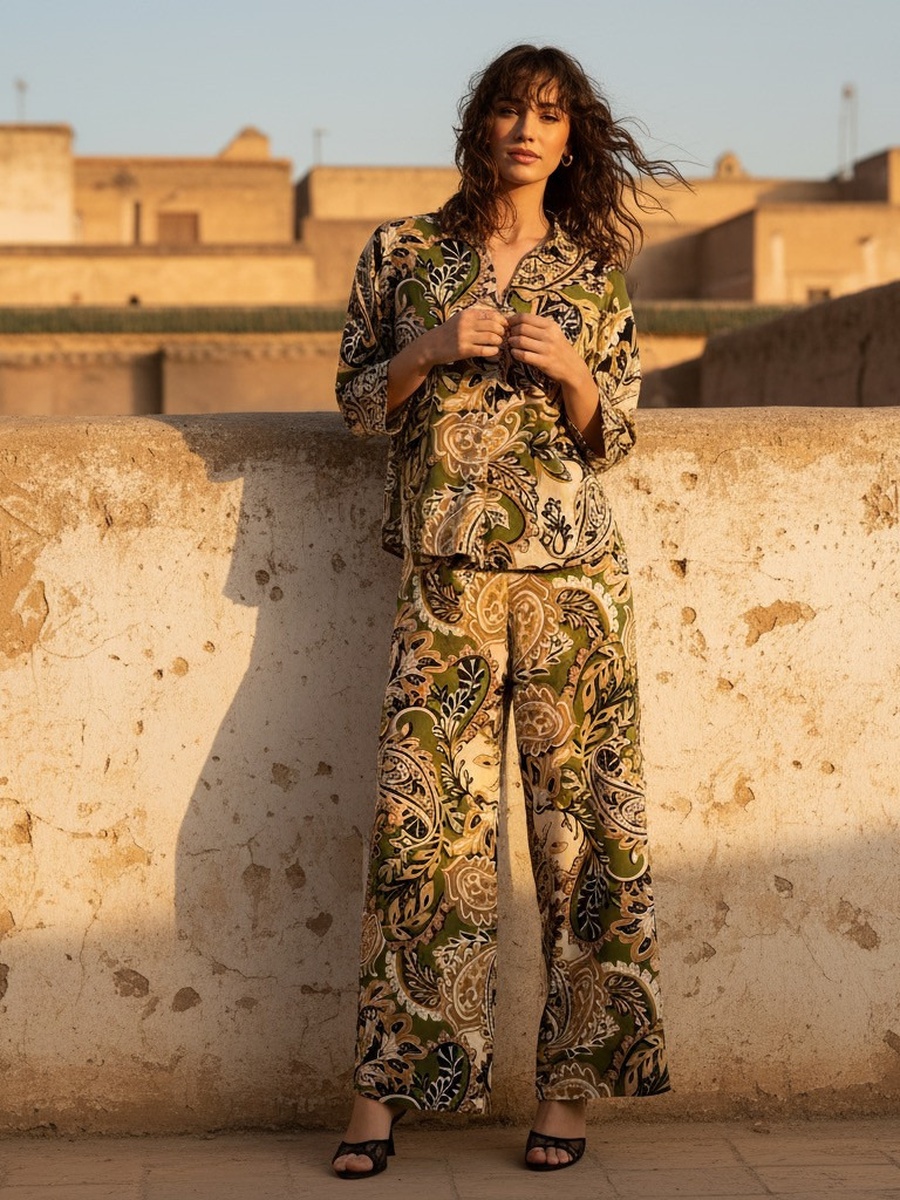 Printed Wide Leg Pants