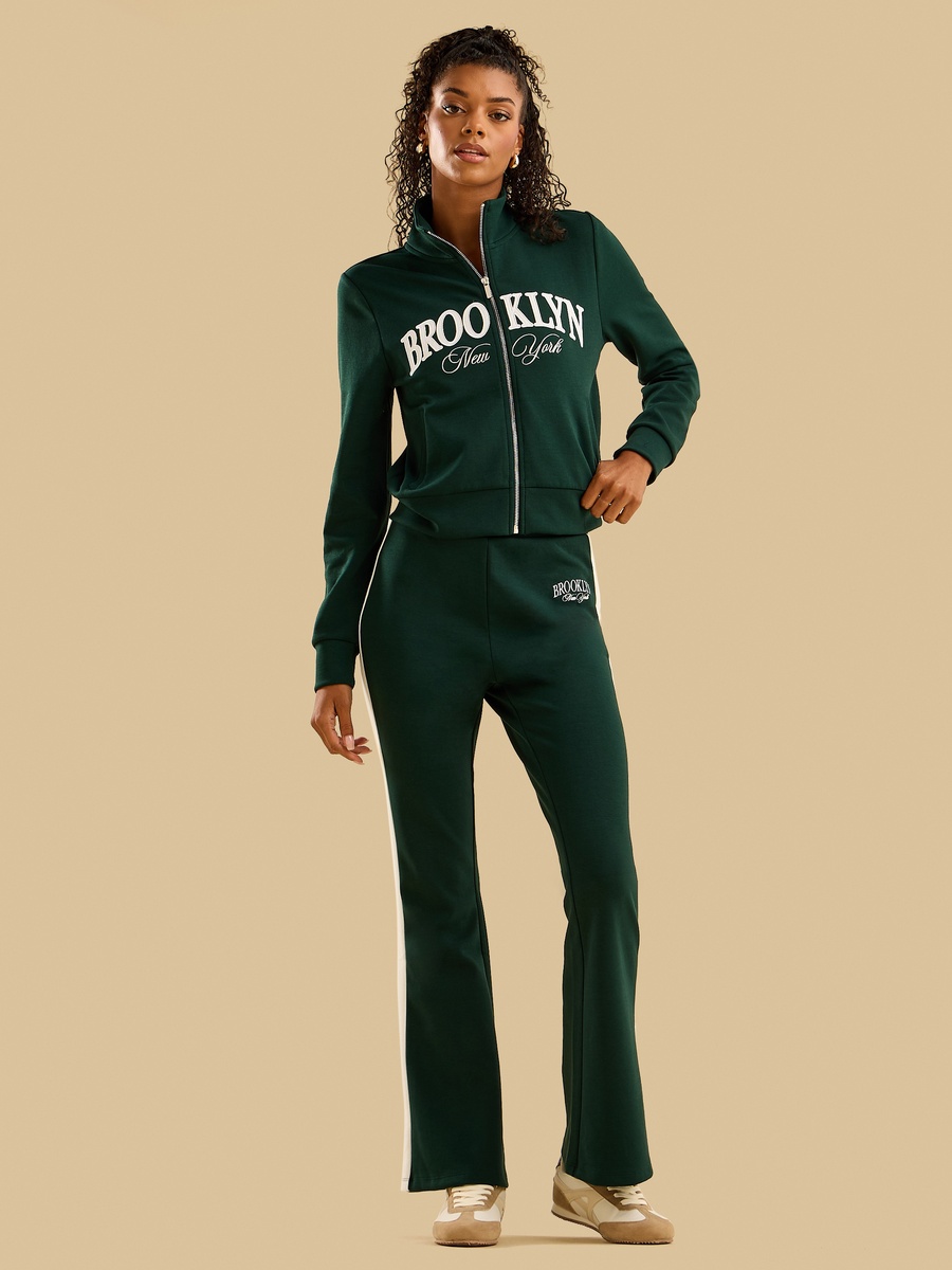 Chicago Embroidered Tape Detail Flared Pants