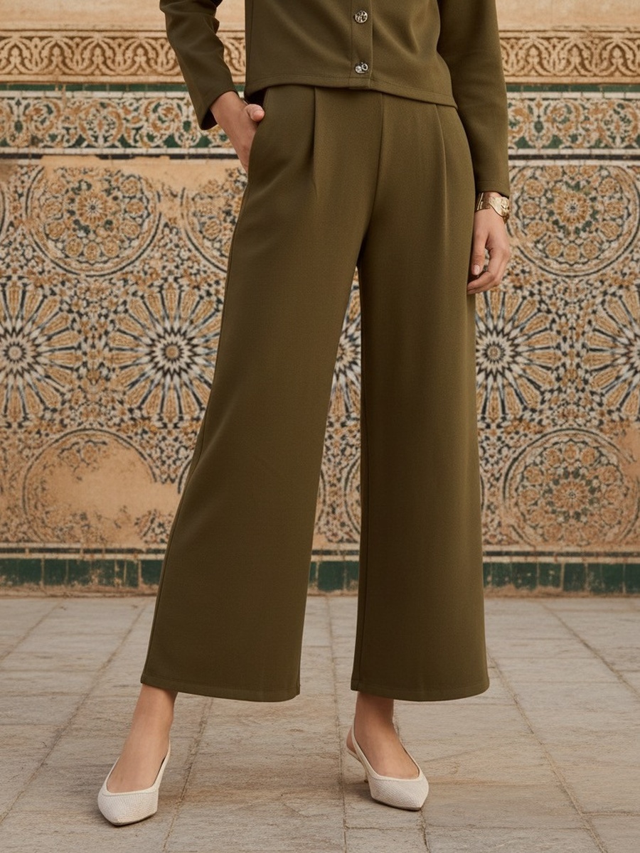 Front Pleat Wide Leg Pants
