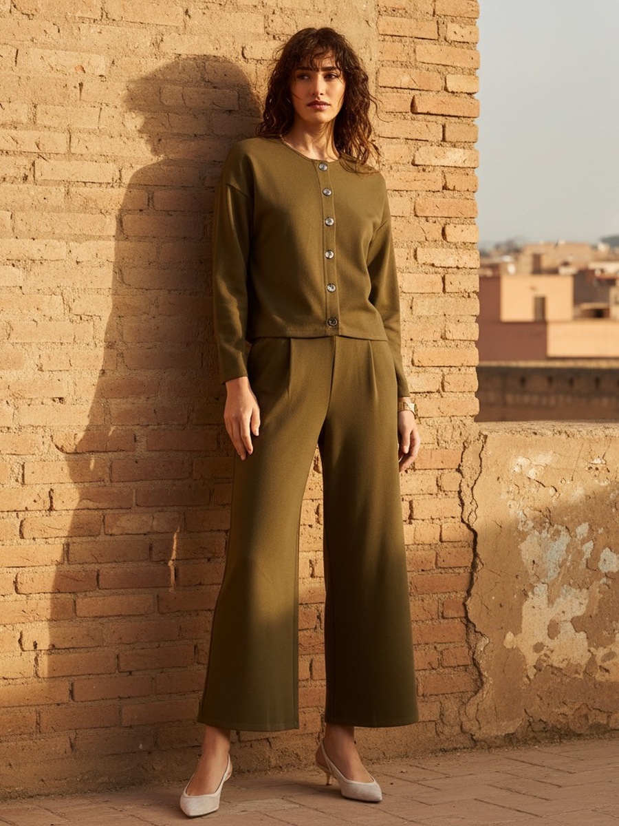 Front Pleat Wide Leg Pants
