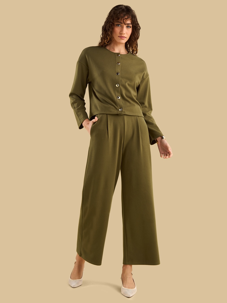 Front Pleat Wide Leg Pants