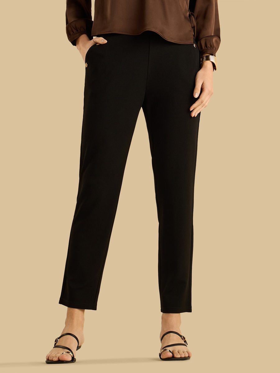Button Accent Tapered Treggings