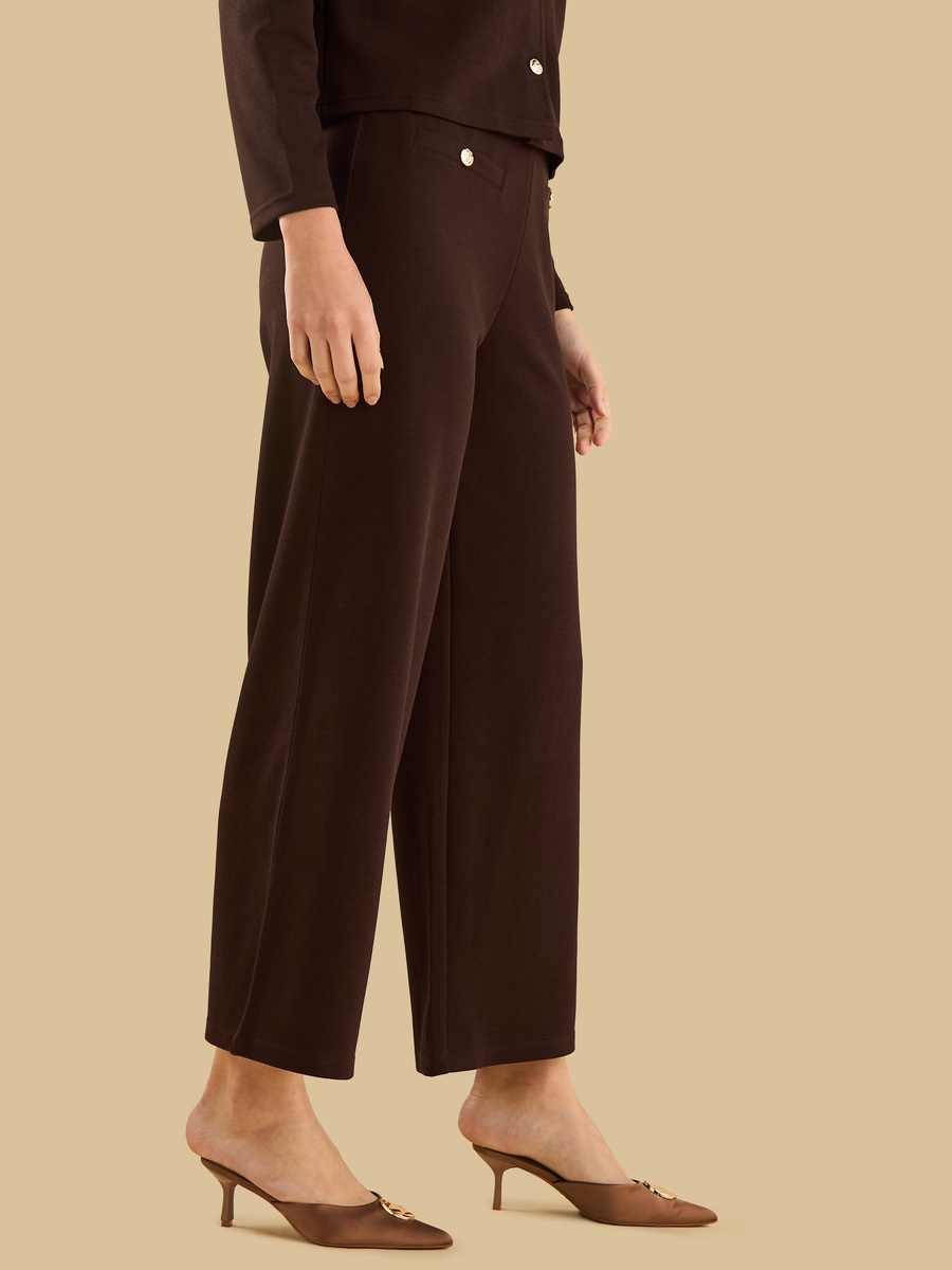 Twill Wide Leg Pants with Welt Pocket