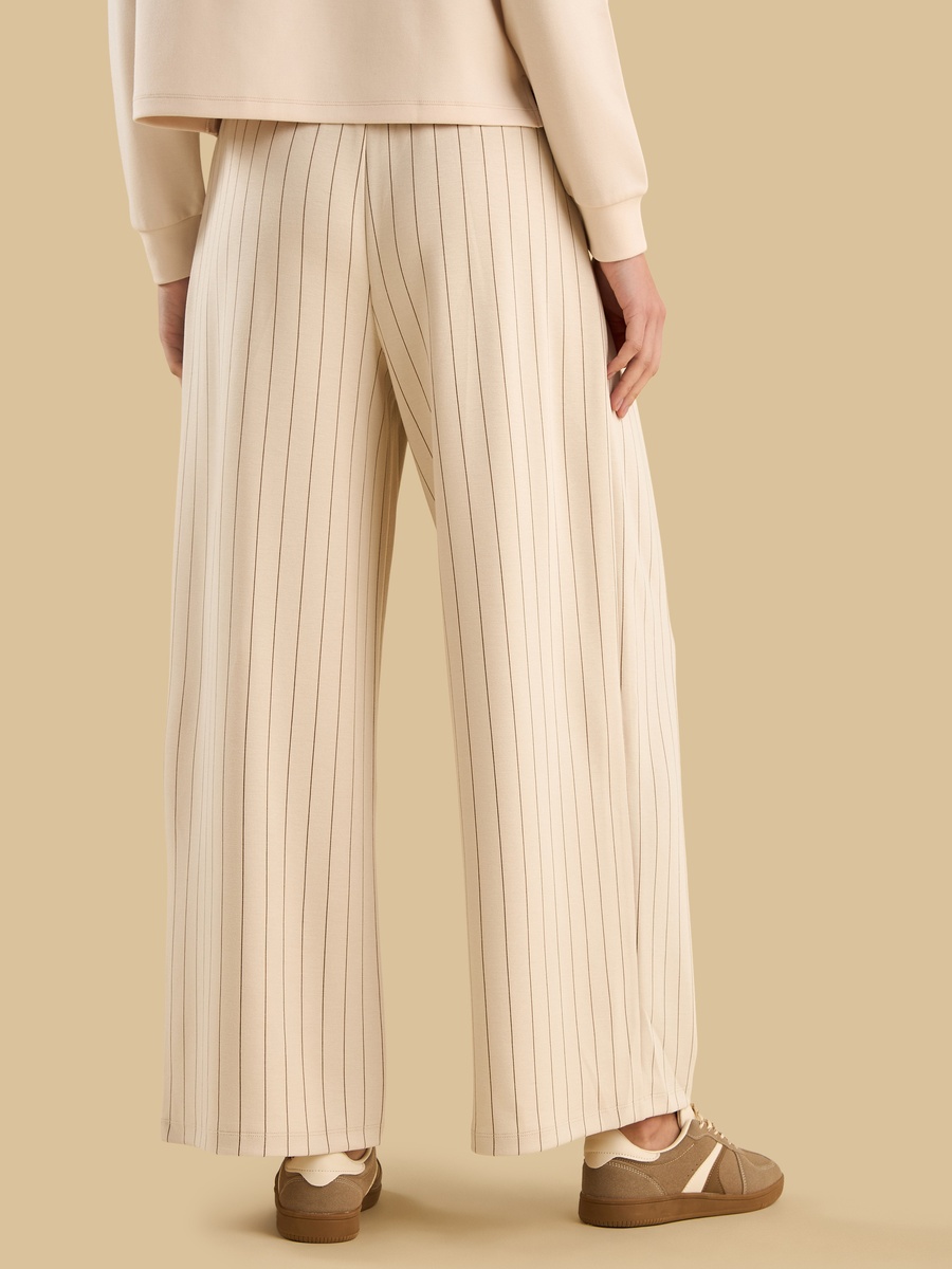 Striped Front Pleated Wide Leg Pants