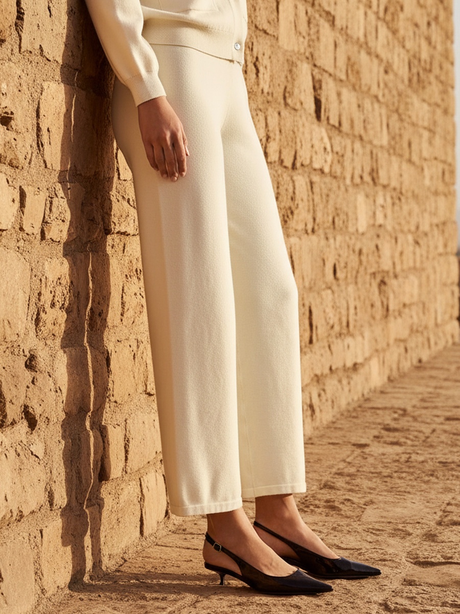 Textured Wide Leg Pants