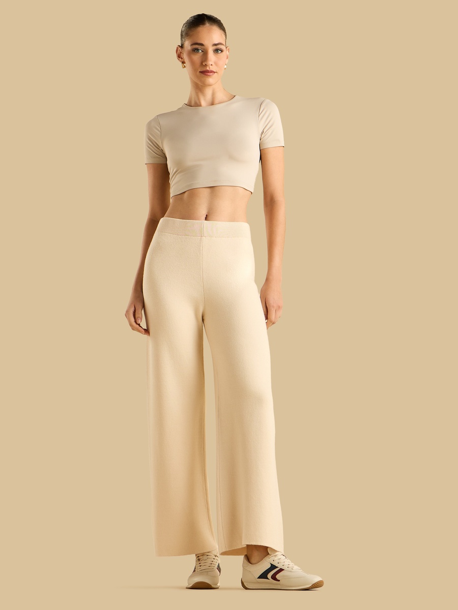 Textured Wide Leg Pants