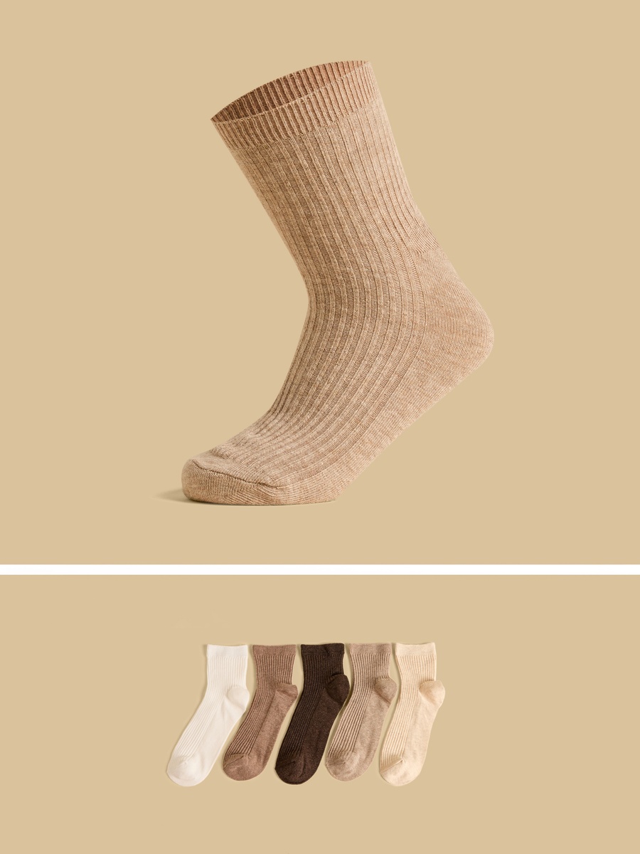 Pack of 5 - Ribbed Crew Length Socks